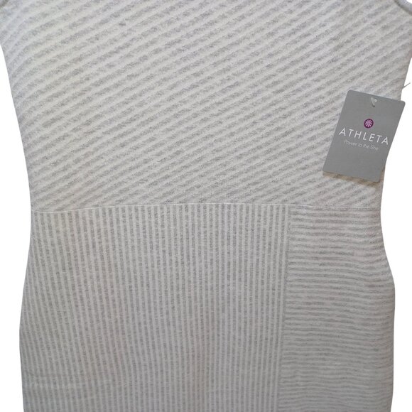Athleta Chills & Valleys Sweater Tank Dress M NWT Gray White Ribbed Athleisure - Picture 2 of 6